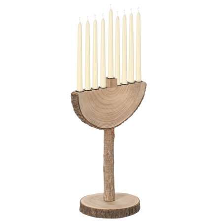 VINTIQUEWISE Nine Branch Vintage Handmade Wooden Hanukkah Menorah for Home, Synagogue and Shul QI004042